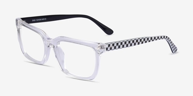 Digi Clear Black AcetateEyeglass Frames from EyeBuyDirect, Angle View