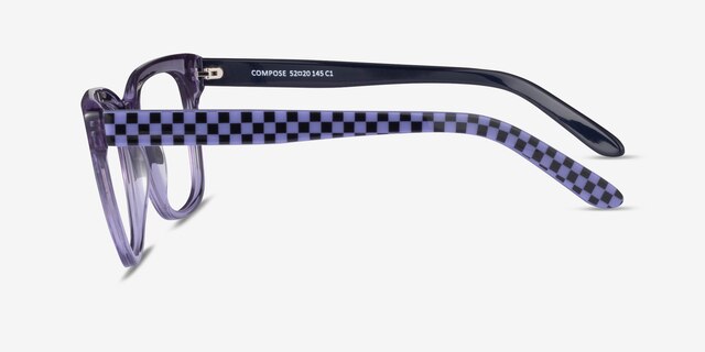 Compose Crystal Purple AcetateEyeglass Frames from EyeBuyDirect, Side View