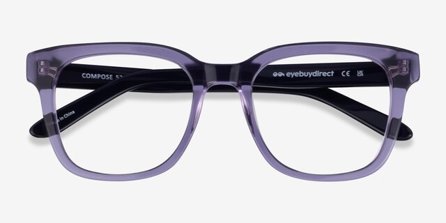 Compose Crystal Purple AcetateEyeglass Frames from EyeBuyDirect, Closed View