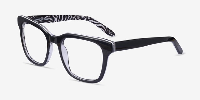 Compose Black AcetateEyeglass Frames from EyeBuyDirect, Angle View