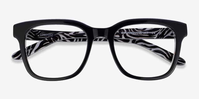 Compose Black AcetateEyeglass Frames from EyeBuyDirect, Closed View