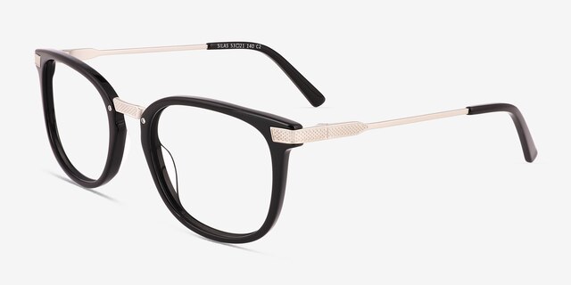 Silas Black AcetateEyeglass Frames from EyeBuyDirect, Angle View