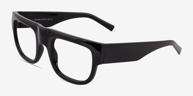 Balsam Shiny Black Eco-friendlyEyeglass Frames from EyeBuyDirect, Angle View