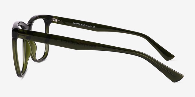 Rowen Crystal Dark Green Eco-friendlyEyeglass Frames from EyeBuyDirect, Side View