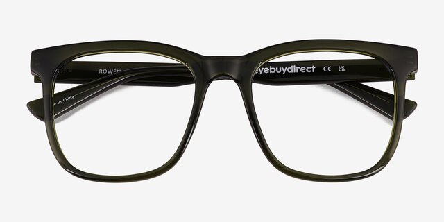 Rowen Crystal Dark Green Eco-friendlyEyeglass Frames from EyeBuyDirect, Closed View