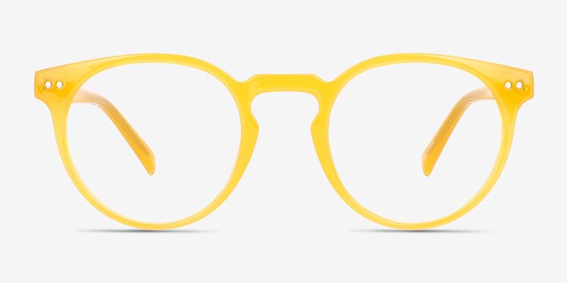 Oak Crystal Yellow Eco-friendlyEyeglass Frames from EyeBuyDirect, Front View