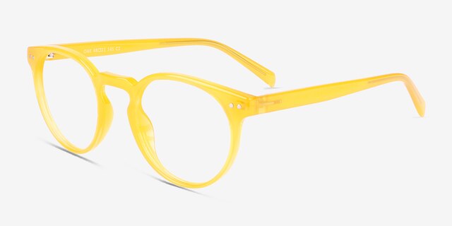 Oak Crystal Yellow Eco-friendlyEyeglass Frames from EyeBuyDirect, Angle View
