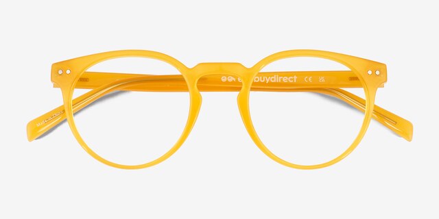 Oak Crystal Yellow Eco-friendlyEyeglass Frames from EyeBuyDirect, Closed View