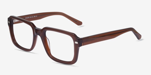 Wilder Crystal Dark Brown AcetateEyeglass Frames from EyeBuyDirect, Angle View