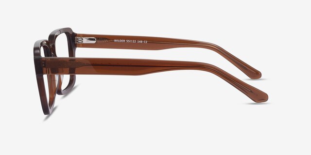 Wilder Crystal Dark Brown AcetateEyeglass Frames from EyeBuyDirect, Side View