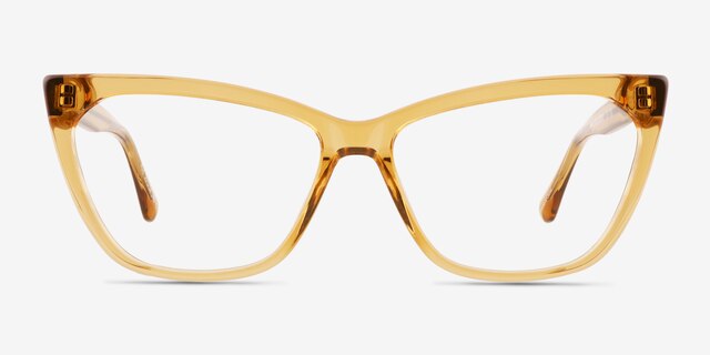 Rue Crystal Yellow AcetateEyeglass Frames from EyeBuyDirect, Front View