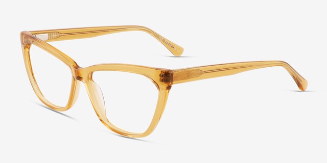 Rue Crystal Yellow AcetateEyeglass Frames from EyeBuyDirect, Angle View