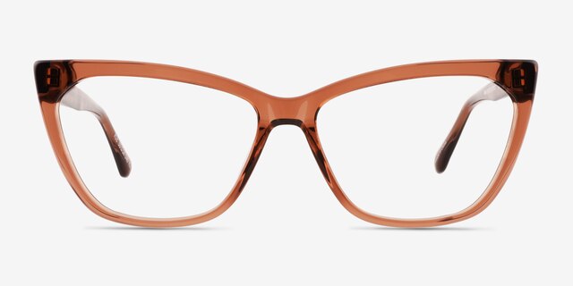 Rue Crystal Brown AcetateEyeglass Frames from EyeBuyDirect, Front View