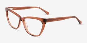 Rue Crystal Brown Acétate Montures de lunettes de vue d'EyeBuyDirect, Vue d'Angle