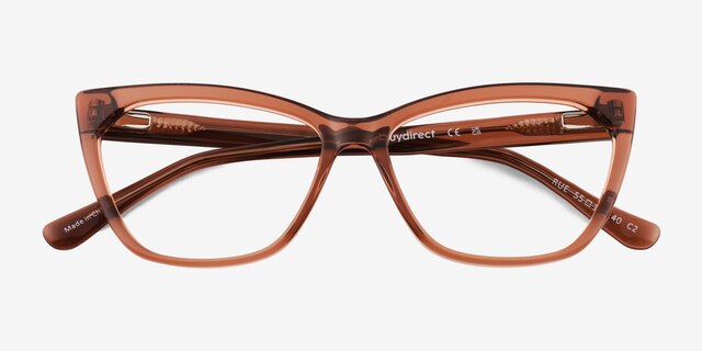 Rue Crystal Brown AcetateEyeglass Frames from EyeBuyDirect, Closed View