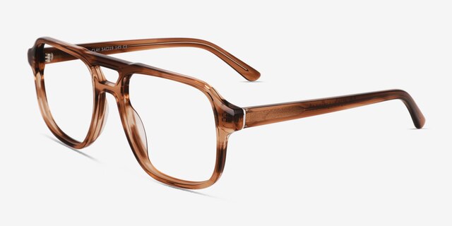 Clay Crystal Brown AcetateEyeglass Frames from EyeBuyDirect, Angle View