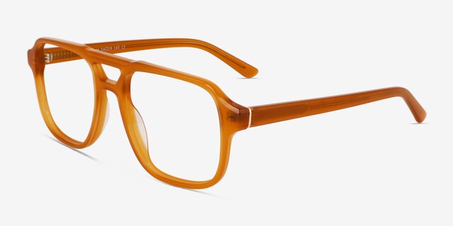 Clay Crystal Yellow AcétateMontures de lunettes de vue d'EyeBuyDirect, Vue d'Angle