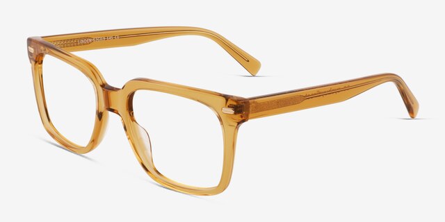 Linden Crystal Brown AcetateEyeglass Frames from EyeBuyDirect, Angle View