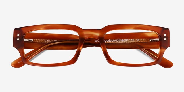 Bryn Striped Brown AcetateEyeglass Frames from EyeBuyDirect, Closed View