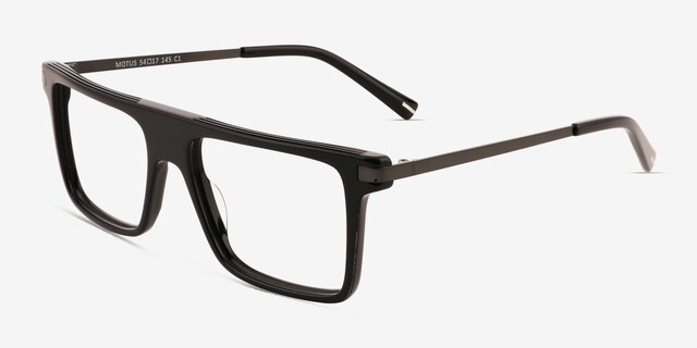 Motus Shiny Black AcetateEyeglass Frames from EyeBuyDirect, Angle View