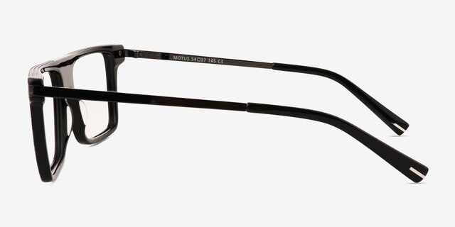 Motus Shiny Black AcetateEyeglass Frames from EyeBuyDirect, Side View