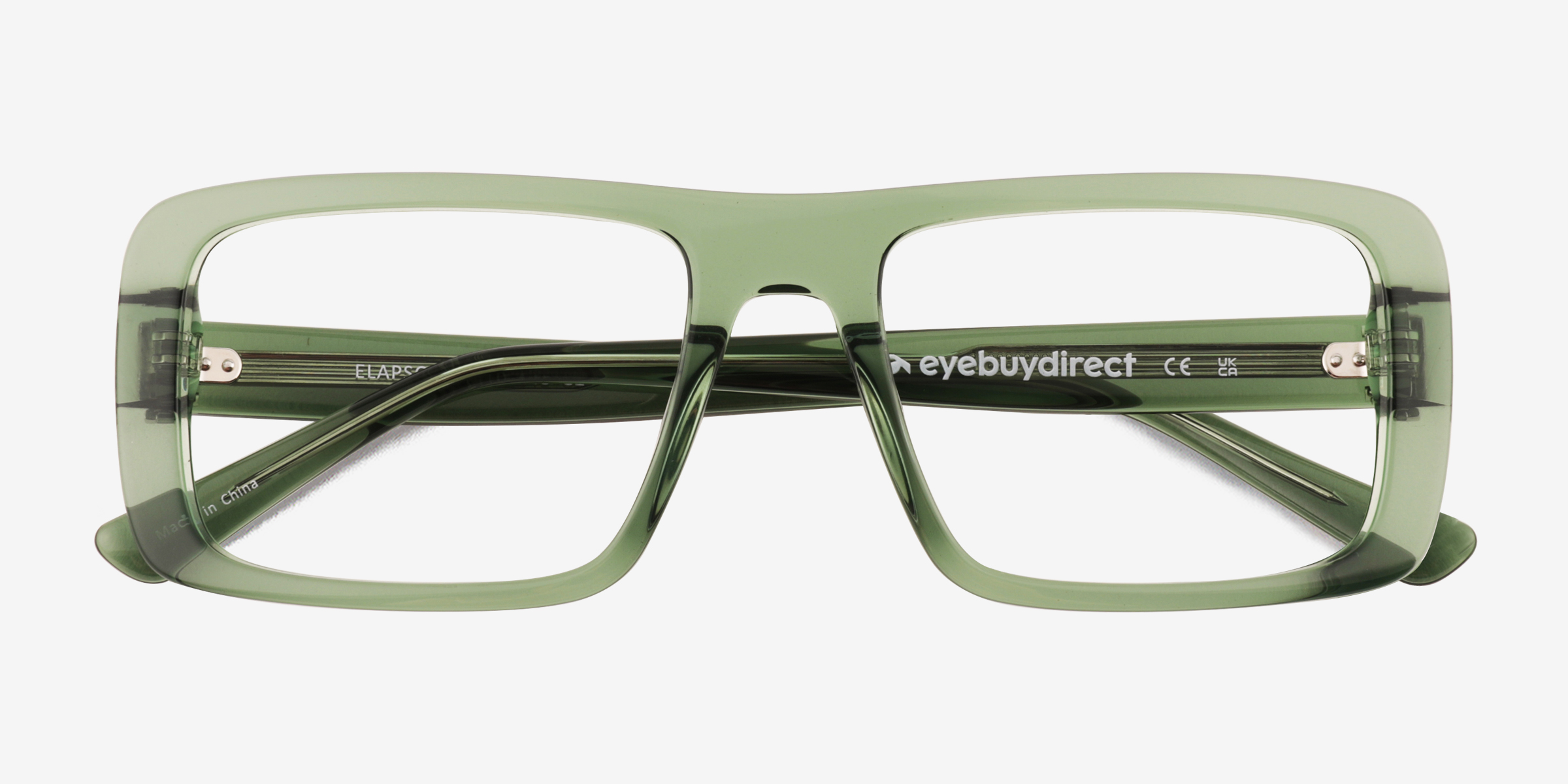 Elapso Rectangle Clear Green Glasses For Men Eyebuydirect 