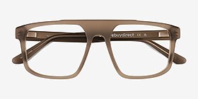 Tempus Frosted Gray Acétate Montures de lunettes de vue d'EyeBuyDirect, Vue Rapprochée