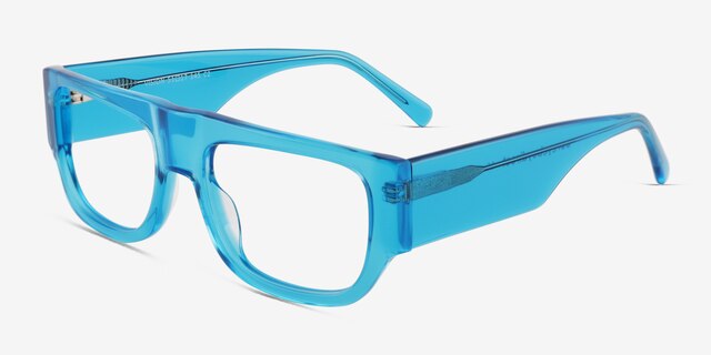 Vision Crystal Blue AcetateEyeglass Frames from EyeBuyDirect, Angle View