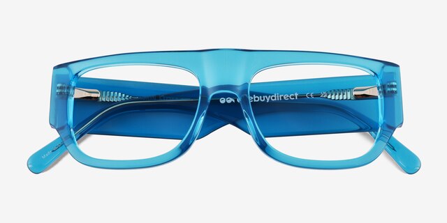 Vision Crystal Blue AcetateEyeglass Frames from EyeBuyDirect, Closed View