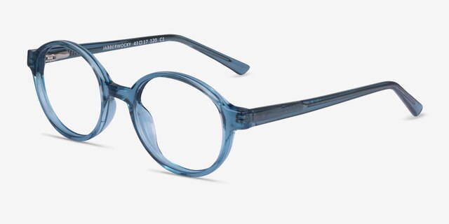 Jabberwocky Clear Blue PlasticEyeglass Frames from EyeBuyDirect, Angle View