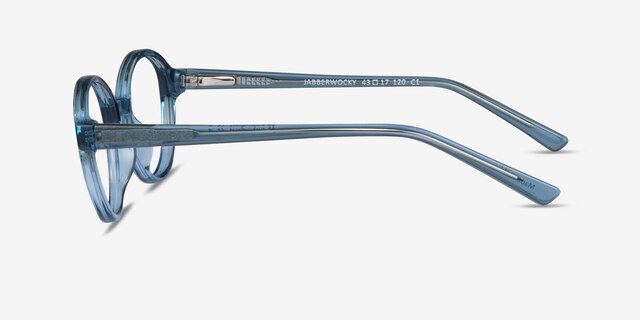 Jabberwocky Clear Blue PlasticEyeglass Frames from EyeBuyDirect, Side View