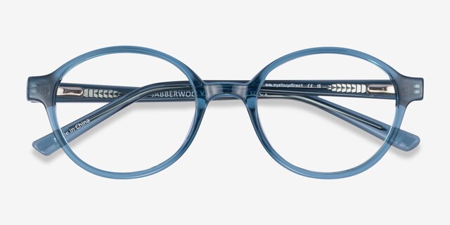 Jabberwocky Clear Blue PlasticEyeglass Frames from EyeBuyDirect, Closed View