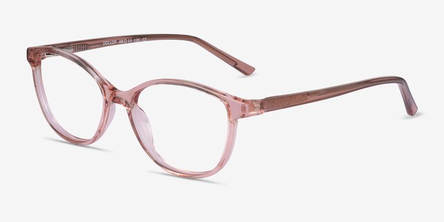 Dollop Clear Champagne PlasticEyeglass Frames from EyeBuyDirect, Angle View