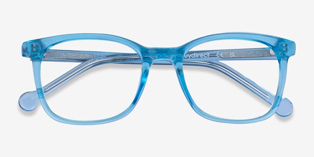 Jubilee Clear Blue PlasticEyeglass Frames from EyeBuyDirect, Closed View