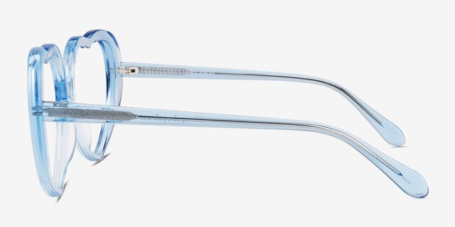 Suki Crystal Blue AcetateEyeglass Frames from EyeBuyDirect, Side View