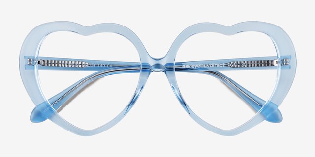 Suki Crystal Blue AcetateEyeglass Frames from EyeBuyDirect, Closed View