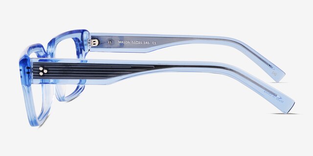 Mason Crystal Blue AcetateEyeglass Frames from EyeBuyDirect, Side View