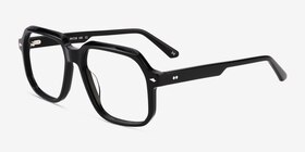 Everest Black Acetate Eyeglass Frames from EyeBuyDirect, Angle View