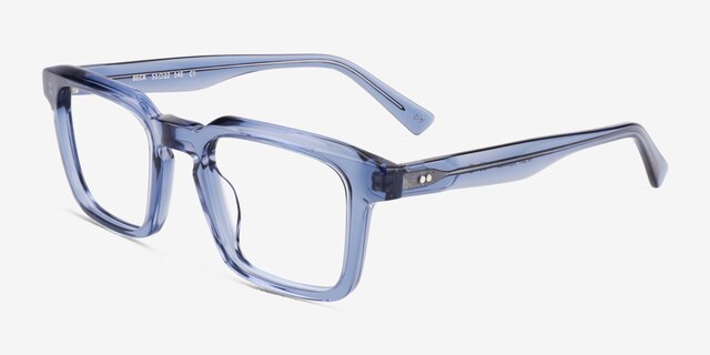 Beck Crystal Blue AcetateEyeglass Frames from EyeBuyDirect, Angle View
