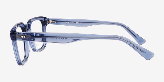 Beck Crystal Blue AcetateEyeglass Frames from EyeBuyDirect, Side View