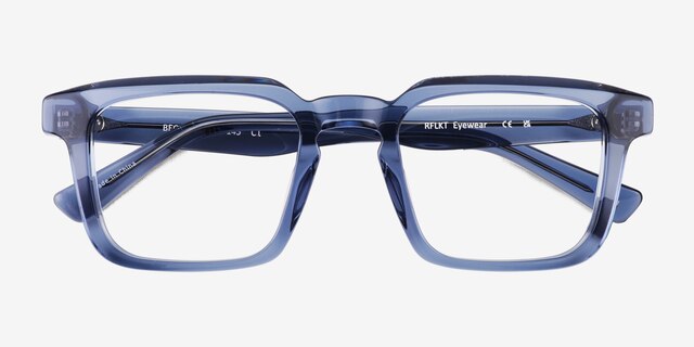 Beck Crystal Blue AcetateEyeglass Frames from EyeBuyDirect, Closed View