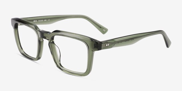 Beck Crystal Green AcétateMontures de lunettes de vue d'EyeBuyDirect, Vue d'Angle