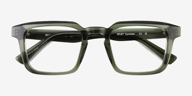 Beck Crystal Green AcétateMontures de lunettes de vue d'EyeBuyDirect, Vue Rapprochée