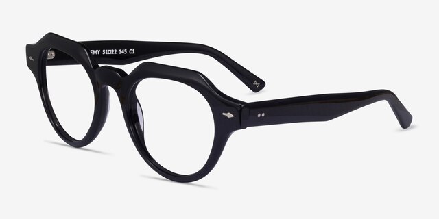 Remy Black AcetateEyeglass Frames from EyeBuyDirect, Angle View