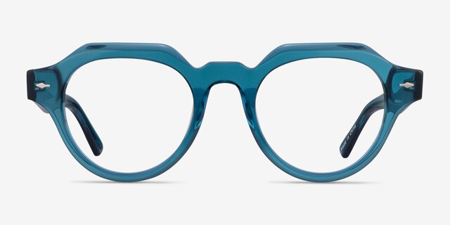 Remy Crystal Blue AcetateEyeglass Frames from EyeBuyDirect, Front View