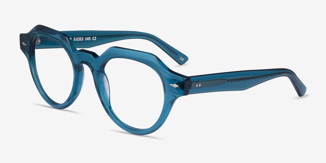 Remy Crystal Blue AcetateEyeglass Frames from EyeBuyDirect, Angle View