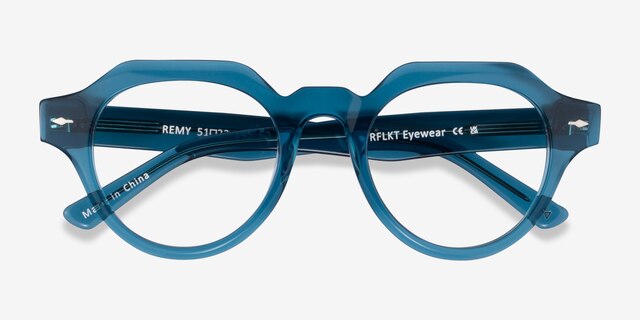 Remy Crystal Blue AcetateEyeglass Frames from EyeBuyDirect, Closed View