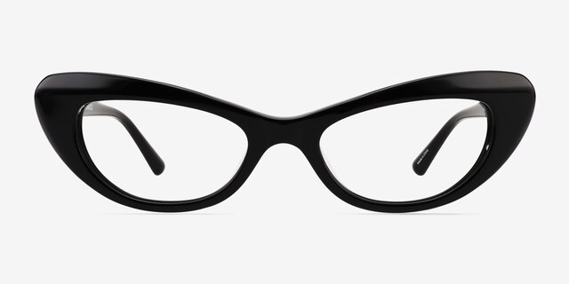 Leena Black AcetateEyeglass Frames from EyeBuyDirect, Front View
