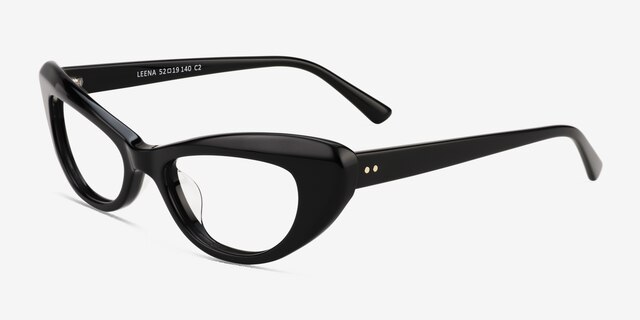 Leena Black AcetateEyeglass Frames from EyeBuyDirect, Angle View