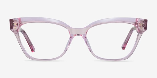 Layla Crystal Light Pink AcetateEyeglass Frames from EyeBuyDirect, Front View